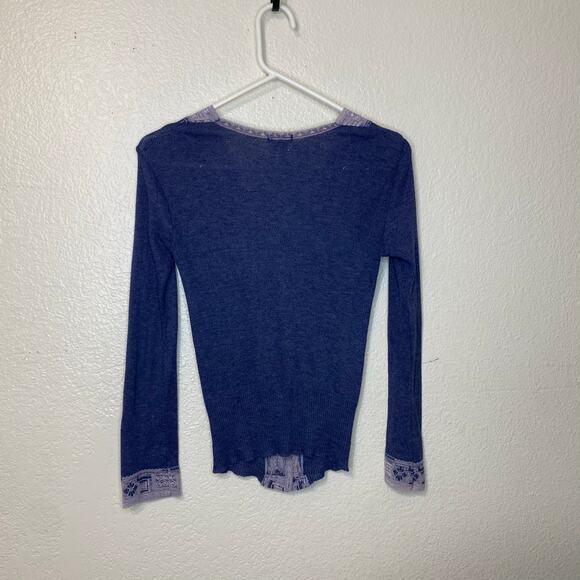 Y2K Anonymous Purple Lace Trim Velvet Button Cardigan Lightweight Fairy - Picture 5 of 8